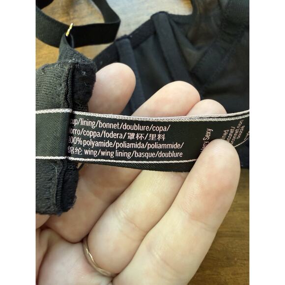 Victorias Secret Very Sexy Unlined Bra 34DD Black Sheer Lingerie Balconette - Picture 7 of 7